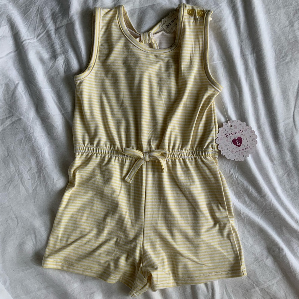 New with Tags between Toddler Summer Jumpsuit white & yellow